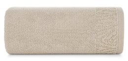 Ręcznik Margo 2 70x140 beżowy z ozdobną bordiurą przetykaną błyszczącą nicią 500 g/m2 Eurofirany