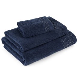 Ręcznik Margo 7 70x140 granatowy z ozdobną bordiurą przetykaną błyszczącą nicią 500 g/m2 Eurofirany