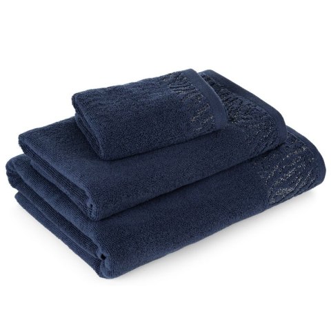 Ręcznik Margo 7 70x140 granatowy z ozdobną bordiurą przetykaną błyszczącą nicią 500 g/m2 Eurofirany Ręcznik Margo 7 70x140 granatowy z ozdobną bordiurą przetykaną błyszczącą nicią 500 g/m2 Eurofirany