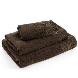 Ręcznik Margo 8 30x50 brązowy z ozdobną bordiurą przetykaną błyszczącą nicią 500 g/m2 Eurofirany