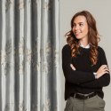 Zasłona 140x250 Idalia srebrna szampańska liście gotowa na przelotkach Eurofirany Zasłona 140x250 Idalia srebrna szampańska liście gotowa na przelotkach Eurofirany