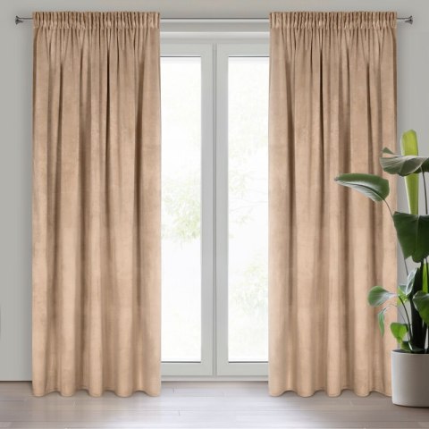 Zasłona 140x270 Rosa beżowa ciemna welurowa gotowa na taśmie D91 Zasłona 140x270 Rosa beżowa ciemna welurowa gotowa na taśmie D91