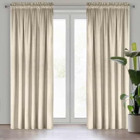 Zasłona 140x270 Rosa kremowa welurowa gotowa na taśmie D91 Zasłona 140x270 Rosa kremowa welurowa gotowa na taśmie D91
