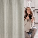 Zasłona 140x280 Blanka naturalna w stylu eko z błyszczącym nadrukiem gotowa na taśmie Eurofirany