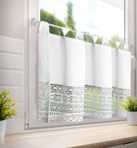 Zazdrostka 60x150 Maddeline biała ażurowa ze wzorem geometrycznym gotowa na szelkach Eurofirany Zazdrostka 60x150 Maddeline biała ażurowa ze wzorem geometrycznym gotowa na szelkach Eurofirany