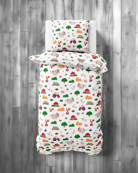 Pościel bawełniana 140x200 Wesoła Farma Mała 5439 A z jedną poszewką 70x80 XOXO DREAM Pościel bawełniana 140x200 Wesoła Farma Mała 5439 A z jedną poszewką 70x80 XOXO DREAM