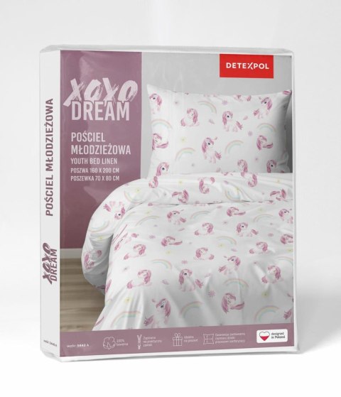 Pościel bawełniana 160x200 Różowy Jednorożec drobny wzory 5448 A z jedną poszewką 70x80 XOXO DREAM Pościel bawełniana 160x200 Różowy Jednorożec drobny wzory 5448 A z jedną poszewką 70x80 XOXO DREAM