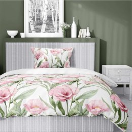 Pościel satynowa 140x200 Różowe kwiaty na białym tle 5328 A Home Satin 41