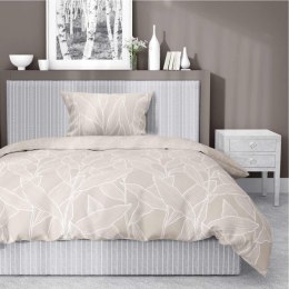 Pościel satynowa 140x200 beżowa liście 5087 A Home Satin 41