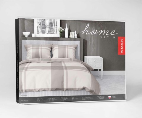 Pościel satynowa 140x200 kratka duża beżowa 5218 B Home Satin 41 Pościel satynowa 140x200 kratka duża beżowa 5218 B Home Satin 41