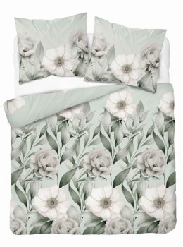 Pościel satynowa 160x200 Romantyczna Magnolia zielona 5220 B Home Satin 41