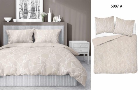 Pościel satynowa 160x200 beżowa liście 5087 A Home Satin 41 Pościel satynowa 160x200 beżowa liście 5087 A Home Satin 41