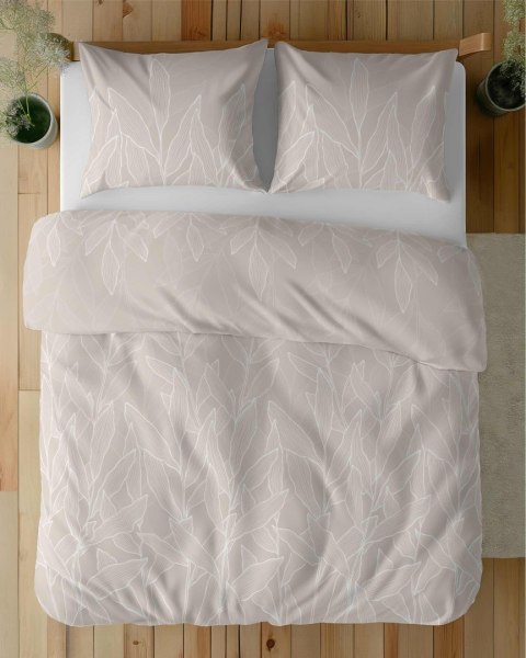 Pościel satynowa 160x200 beżowa liście 5087 A Home Satin 41 Pościel satynowa 160x200 beżowa liście 5087 A Home Satin 41