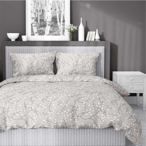 Pościel satynowa 160x200 beżowa szara jasna liście drobne 5217 B Home Satin 41 Pościel satynowa 160x200 beżowa szara jasna liście drobne 5217 B Home Satin 41
