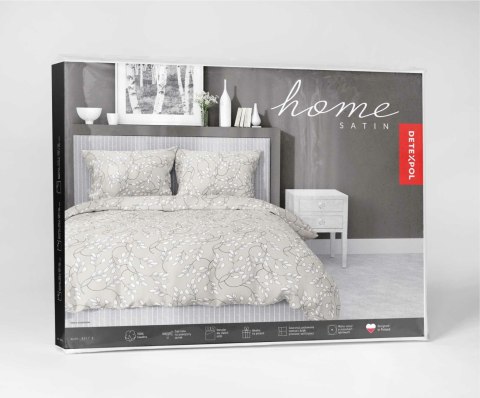 Pościel satynowa 160x200 beżowa szara jasna liście drobne 5217 B Home Satin 41 Pościel satynowa 160x200 beżowa szara jasna liście drobne 5217 B Home Satin 41