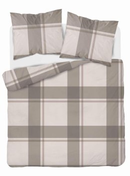 Pościel satynowa 160x200 kratka duża beżowa 5218 B Home Satin 41
