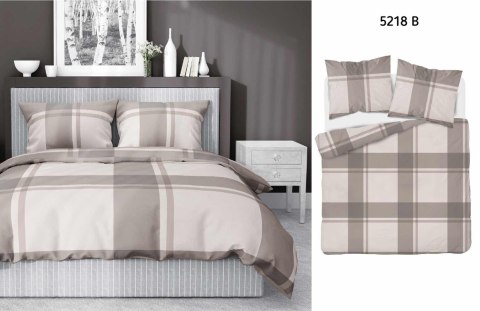Pościel satynowa 160x200 kratka duża beżowa 5218 B Home Satin 41 Pościel satynowa 160x200 kratka duża beżowa 5218 B Home Satin 41