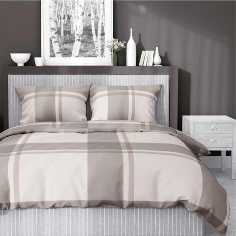Pościel satynowa 160x200 kratka duża beżowa 5218 B Home Satin 41 Pościel satynowa 160x200 kratka duża beżowa 5218 B Home Satin 41