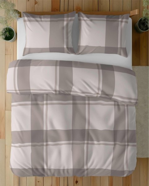 Pościel satynowa 160x200 kratka duża beżowa 5218 B Home Satin 41 Pościel satynowa 160x200 kratka duża beżowa 5218 B Home Satin 41