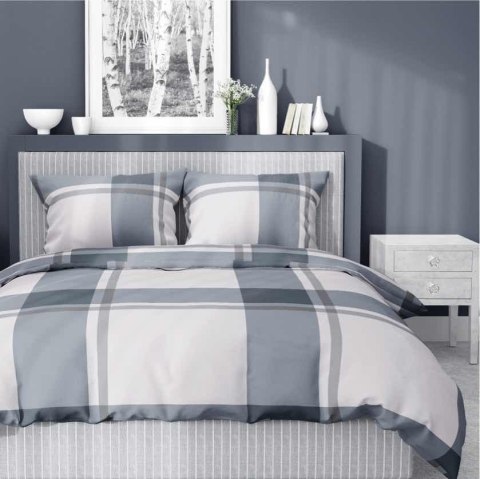 Pościel satynowa 160x200 kratka duża szara beżowa 5218 A Home Satin 41 Pościel satynowa 160x200 kratka duża szara beżowa 5218 A Home Satin 41