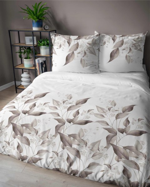 Pościel satynowa 220x200 Beżowa brązowe liście 5326 B Home Satin 41 Pościel satynowa 220x200 Beżowa brązowe liście 5326 B Home Satin 41