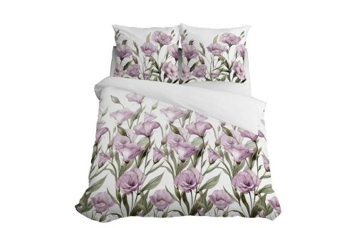 Pościel satynowa 220x200 Fioletowe kwiaty na białym tle 5328 B Home Satin 41 Pościel satynowa 220x200 Fioletowe kwiaty na białym tle 5328 B Home Satin 41