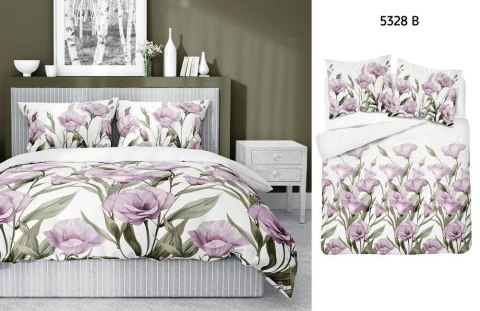 Pościel satynowa 220x200 Fioletowe kwiaty na białym tle 5328 B Home Satin 41 Pościel satynowa 220x200 Fioletowe kwiaty na białym tle 5328 B Home Satin 41