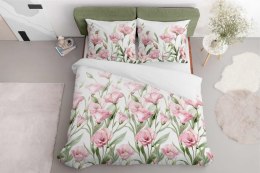 Pościel satynowa 220x200 Różowe kwiaty na białym tle 5328 A Home Satin 41