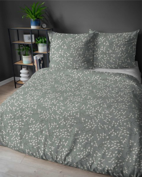 Pościel satynowa 220x200 szałwiowa liście drobne 5217 A Home Satin 41 Pościel satynowa 220x200 szałwiowa liście drobne 5217 A Home Satin 41