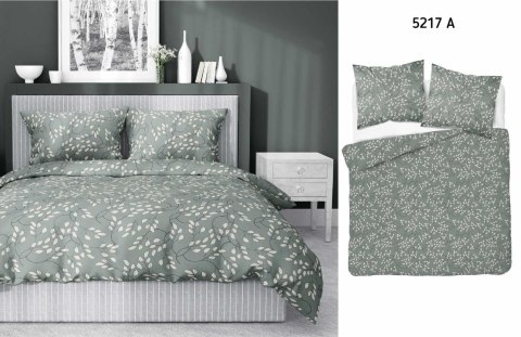 Pościel satynowa 220x200 szałwiowa liście drobne 5217 A Home Satin 41 Pościel satynowa 220x200 szałwiowa liście drobne 5217 A Home Satin 41