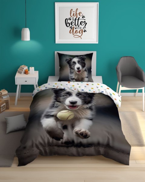 Pościel świecąca w ciemności 140x200 Czarna biało czarny szczeniak 5410 A Fluo 68 Pościel świecąca w ciemności 140x200 Czarna biało czarny szczeniak 5410 A Fluo 68