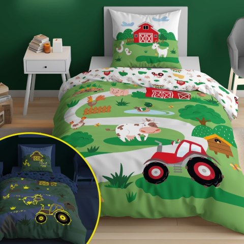 Pościel świecąca w ciemności 140x200 farma kolorowa zwierzęta 5407 A Fluo 68 Pościel świecąca w ciemności 140x200 farma kolorowa zwierzęta 5407 A Fluo 68