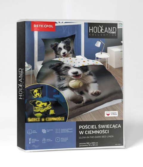 Pościel świecąca w ciemności 160x200 Czarna biało czarny szczeniak 5410 A Fluo 68 Pościel świecąca w ciemności 160x200 Czarna biało czarny szczeniak 5410 A Fluo 68