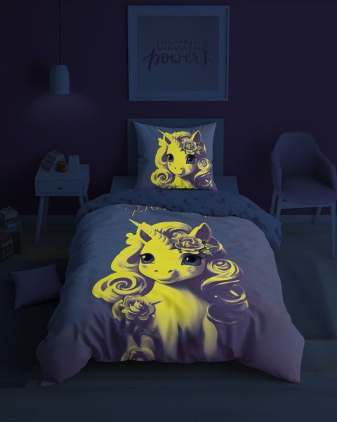 Pościel świecąca w ciemności 160x200 Różowy Jednorożec 5418 A Fluo 68 Pościel świecąca w ciemności 160x200 Różowy Jednorożec 5418 A Fluo 68