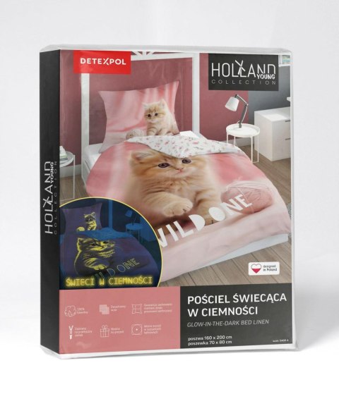Pościel świecąca w ciemności 160x200 Różowy Kociak 5408 A Fluo 68 Pościel świecąca w ciemności 160x200 Różowy Kociak 5408 A Fluo 68