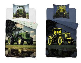 Pościel świecąca w ciemności 160x200 Zielony traktor 5409 A Fluo 68