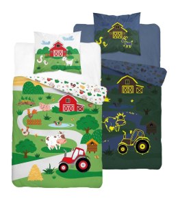 Pościel świecąca w ciemności 160x200 farma kolorowa zwierzęta 5407 A Fluo 68