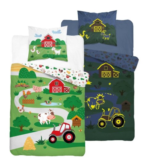 Pościel świecąca w ciemności 160x200 farma kolorowa zwierzęta 5407 A Fluo 68 Pościel świecąca w ciemności 160x200 farma kolorowa zwierzęta 5407 A Fluo 68