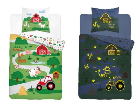 Pościel świecąca w ciemności 160x200 farma kolorowa zwierzęta 5407 A Fluo 68 Pościel świecąca w ciemności 160x200 farma kolorowa zwierzęta 5407 A Fluo 68