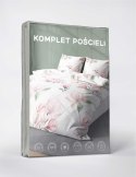 Pościel z mikrofibry 160x200 biała różowa kwiaty 5034 A 65 Light Pościel z mikrofibry 160x200 biała różowa kwiaty 5034 A 65 Light