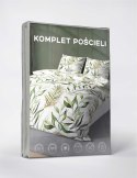 Pościel z mikrofibry 160x200 biała zielona liście 5030 A 65 Light Pościel z mikrofibry 160x200 biała zielona liście 5030 A 65 Light