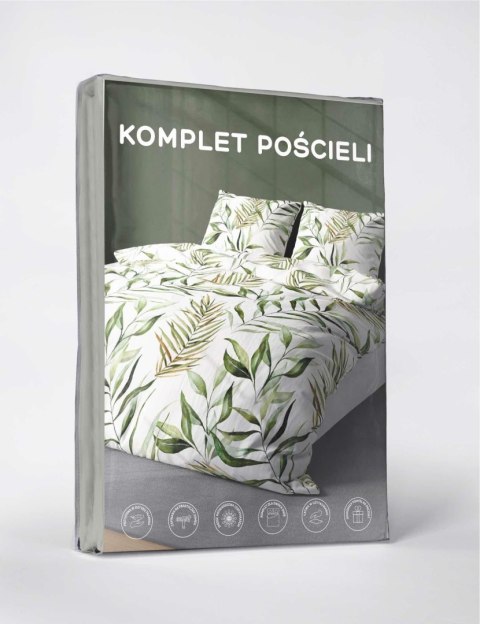 Pościel z mikrofibry 160x200 biała zielona liście 5030 A 65 Light Pościel z mikrofibry 160x200 biała zielona liście 5030 A 65 Light