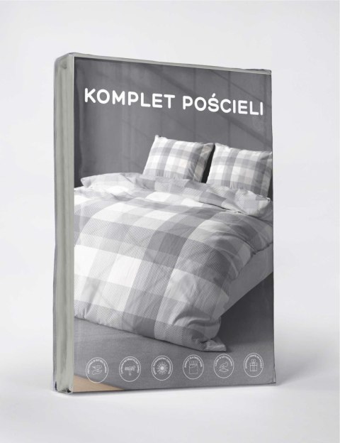 Pościel z mikrofibry 160x200 szara kratka 5040 A 65 Light Pościel z mikrofibry 160x200 szara kratka 5040 A 65 Light