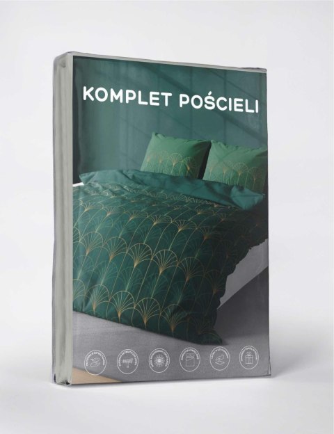 Pościel z mikrofibry 160x200 zielona butelkowa złote art deco 5023 A 65 Light Pościel z mikrofibry 160x200 zielona butelkowa złote art deco 5023 A 65 Light