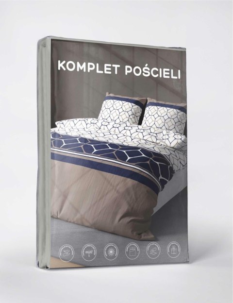 Pościel z mikrofibry 220x200 Heksagonalny motyw w granatowym odcieniu 5039 A 65 Light Pościel z mikrofibry 220x200 Heksagonalny motyw w granatowym odcieniu 5039 A 65 Light