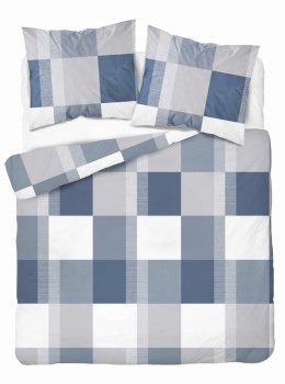 Pościel z mikrofibry 220x200 Krata niebieska szara 5038 A 65 Light