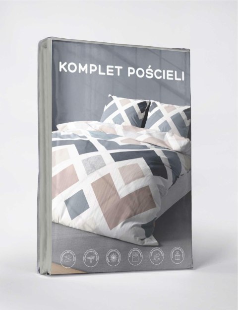Pościel z mikrofibry 220x200 Niebieska beżowa geometryczny wzór 5026 A 65 Light Pościel z mikrofibry 220x200 Niebieska beżowa geometryczny wzór 5026 A 65 Light