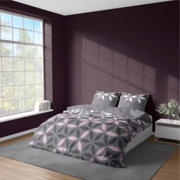 Pościel z mikrofibry 220x200 Szara różowa kwiatki 5024 A 65 Light