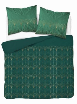 Pościel z mikrofibry 220x200 zielona butelkowa złote art deco 5023 A 65 Light