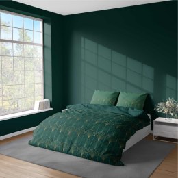 Pościel z mikrofibry 220x200 zielona butelkowa złote art deco 5023 A 65 Light